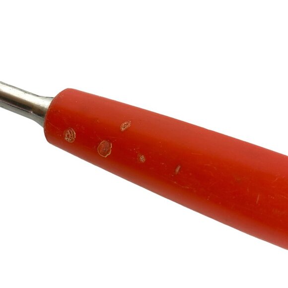 Vintage Ekco Meat Carving Fork With Tomato Red Handle Chromium Plated USA - Picture 5 of 5